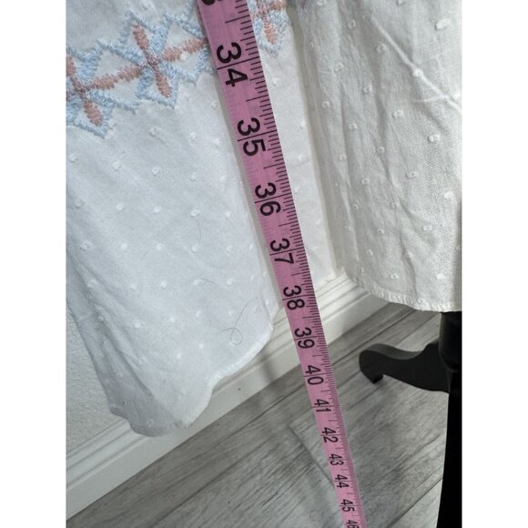 Tory Burch Embroidered Cotton Boho Dress With Tassel Tie & Lace Detail - Picture 5 of 11